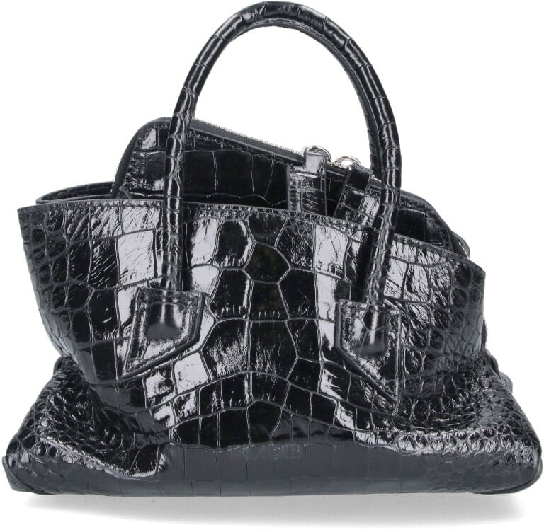 The Attico Brown La Passeggiata Crocodile Leather Bag Zwart