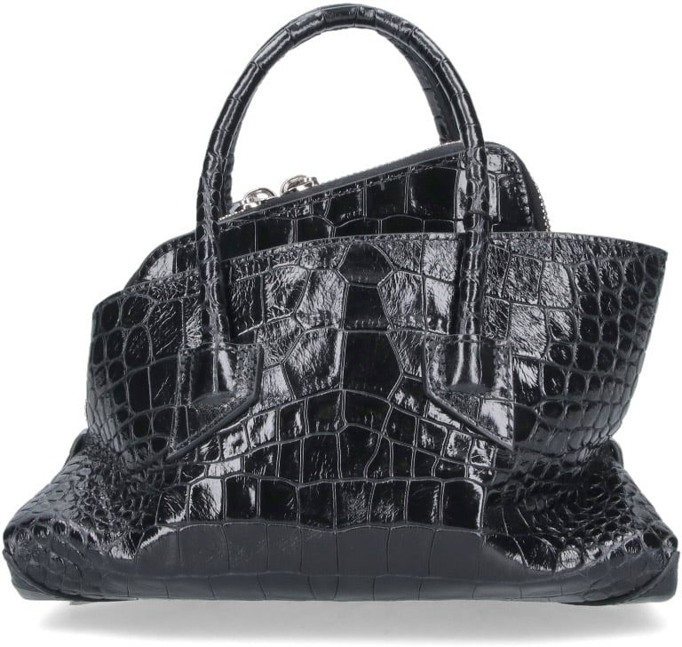 The Attico Brown La Passeggiata Crocodile Leather Bag Zwart