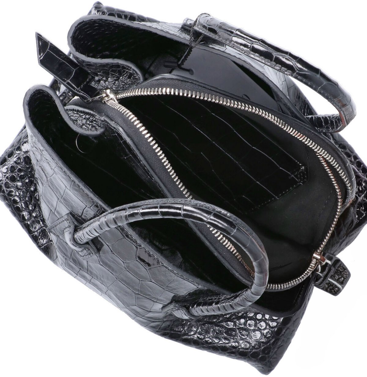 The Attico Brown La Passeggiata Crocodile Leather Bag Zwart