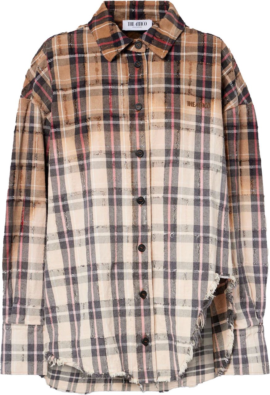 The Attico BRUSHED CHECK FLANNEL SHIRT Beige