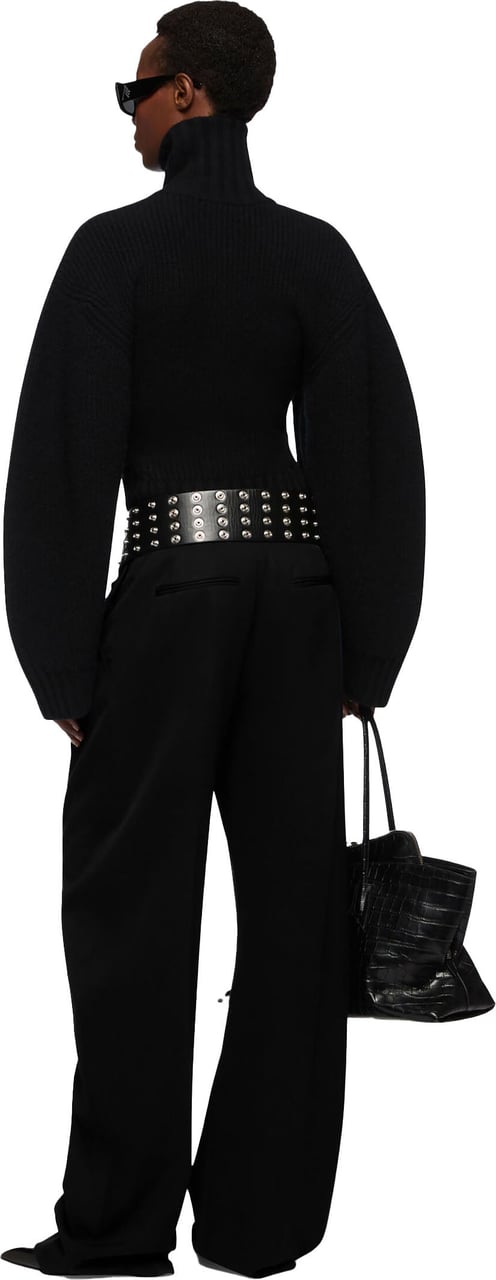 The Attico RIBBED WOOL CASHMERE ZIP THROUGH KNIT Zwart
