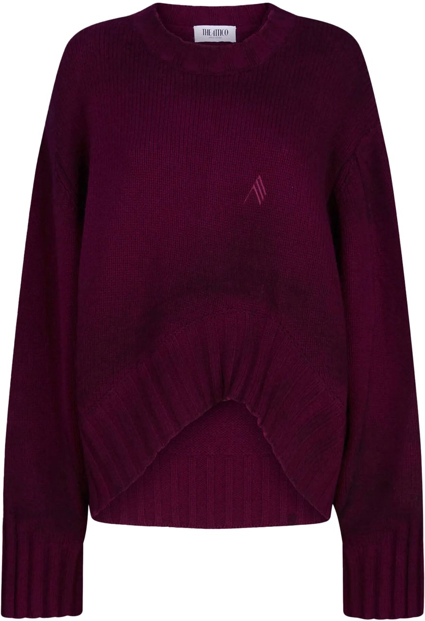 The Attico SPRAYED WOOL CASHMERE CREWNECK BURGUNDY Rood