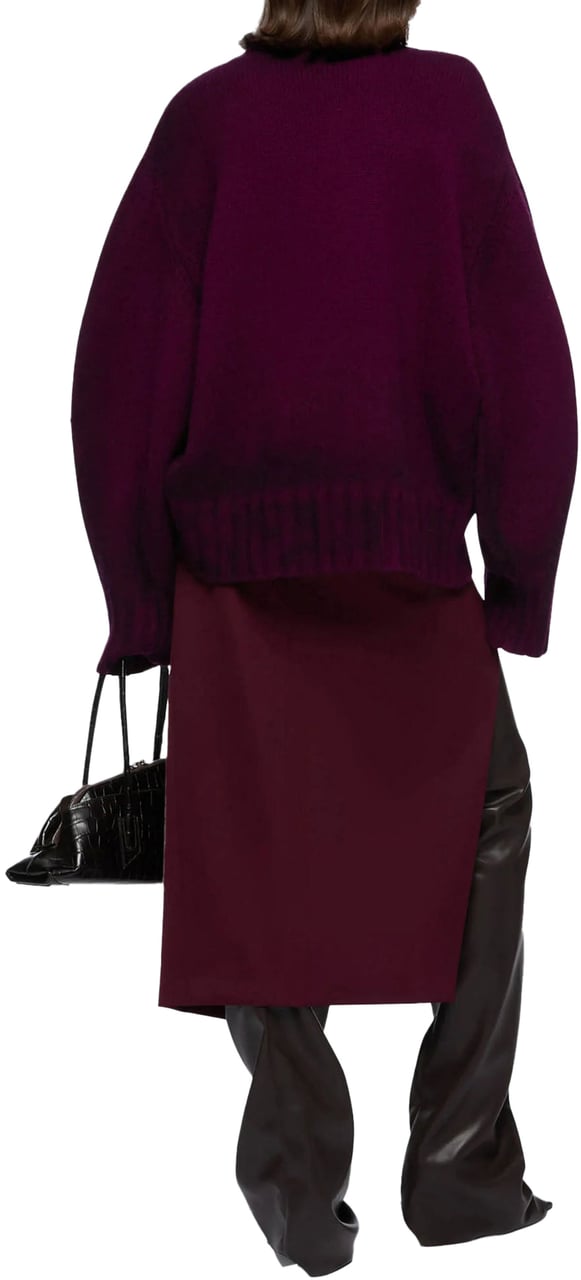 The Attico SPRAYED WOOL CASHMERE CREWNECK BURGUNDY Rood