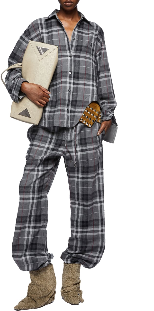 The Attico The Attico Cotton Check Pants Grey Dessin Grijs