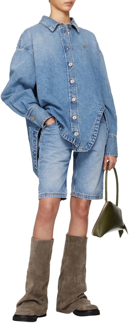 The Attico The Attico Denim Short Light Blue Blauw