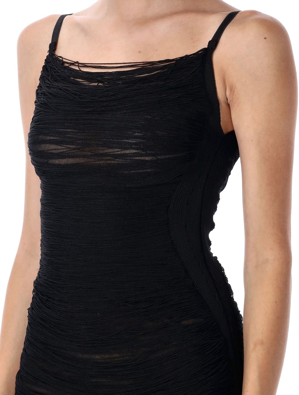 The Attico Fringed Dress Nero Zwart