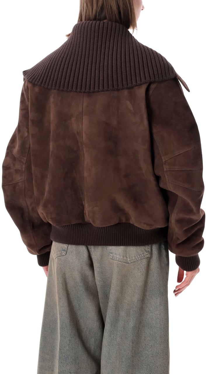 The Attico Bomber Suede Dark Brown Bruin