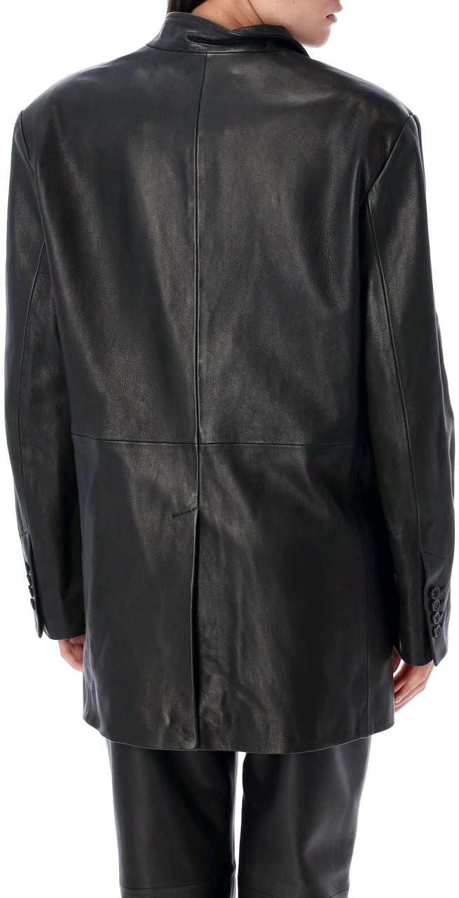 The Attico Jacket Leather Nero Zwart