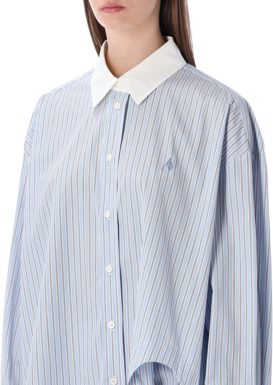 The Attico Diana Shirt Striped Light Blue White Stripes Lichtblauw