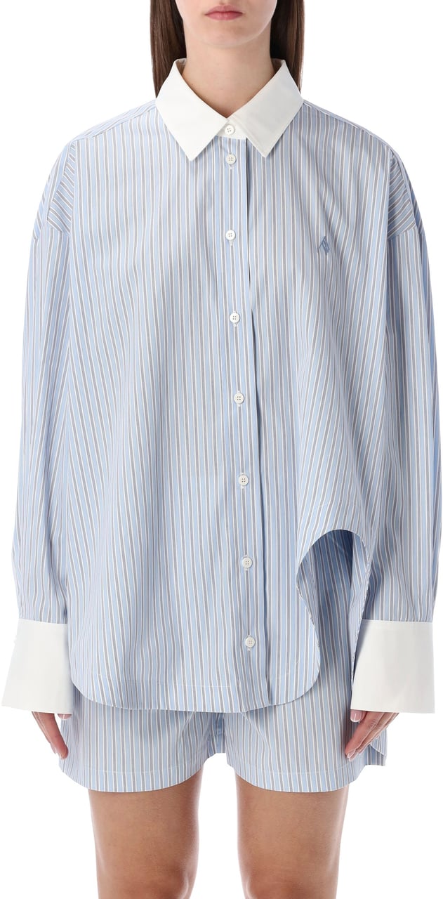 The Attico Diana Shirt Striped Light Blue White Stripes Lichtblauw