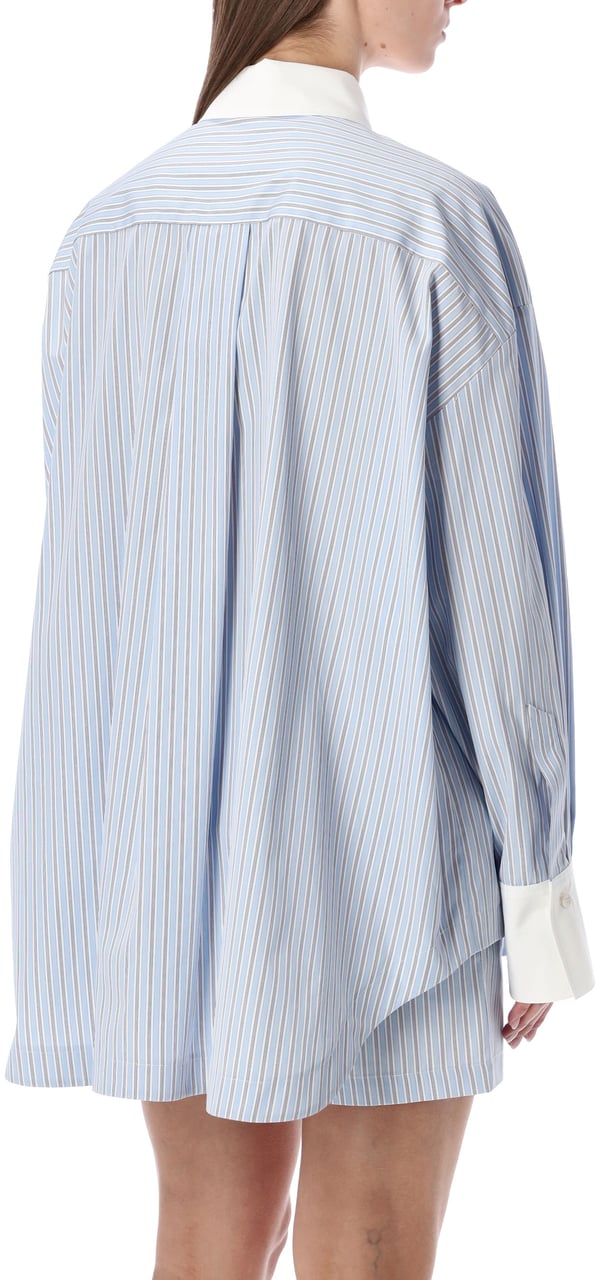 The Attico Diana Shirt Striped Light Blue White Stripes Lichtblauw