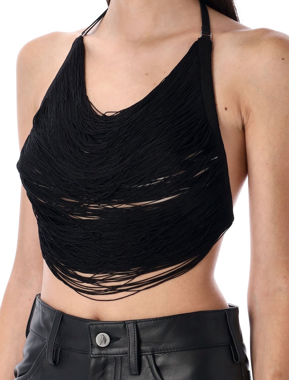 The Attico Top Fringes Nero Zwart