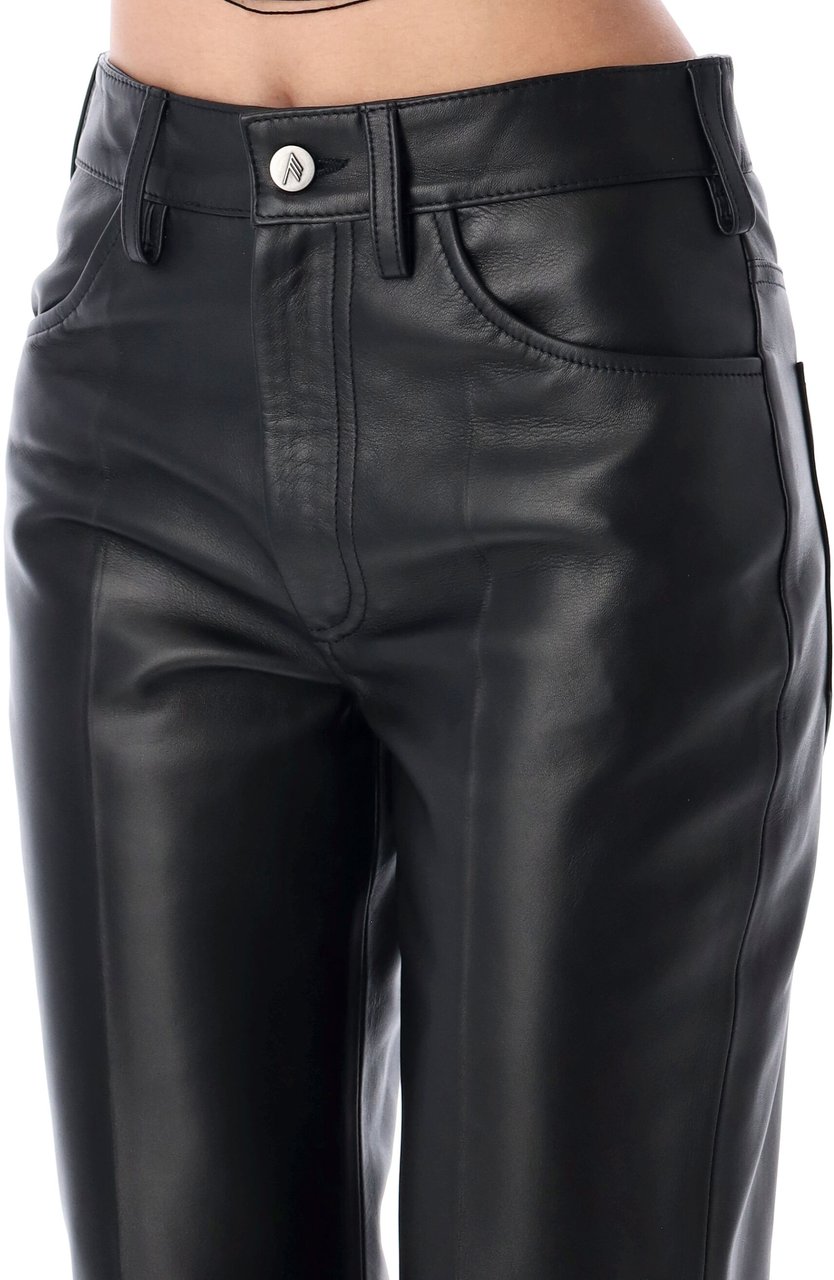 The Attico Leather Pant Nero Zwart