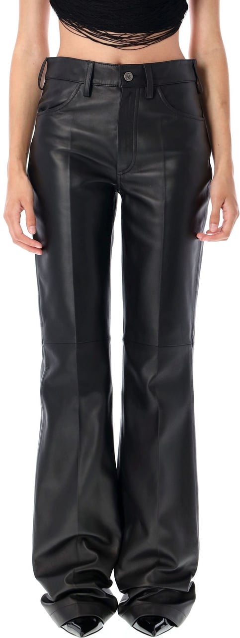 The Attico Leather Pant Nero Zwart
