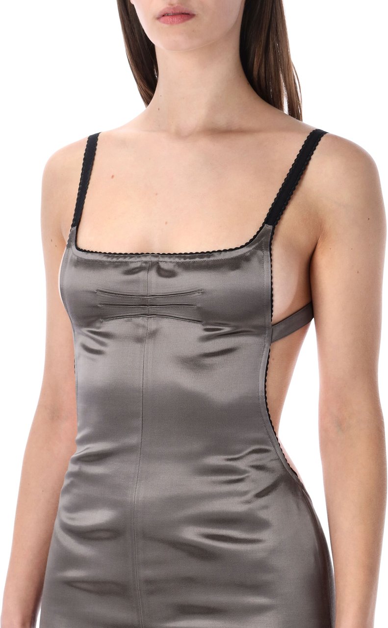 The Attico Mini Dress Metal Grey Grijs