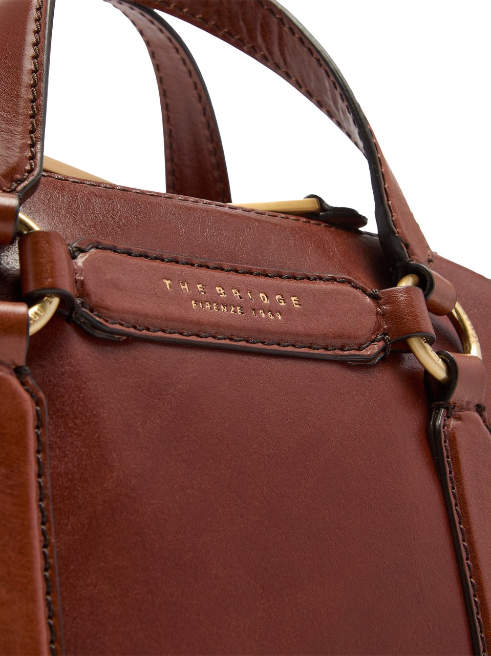 The Bridge Structured Brown Leather Handbag With Gold-Tone Hardware Zwart