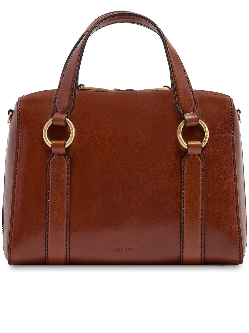 The Bridge Structured Brown Leather Handbag With Gold-Tone Hardware Zwart