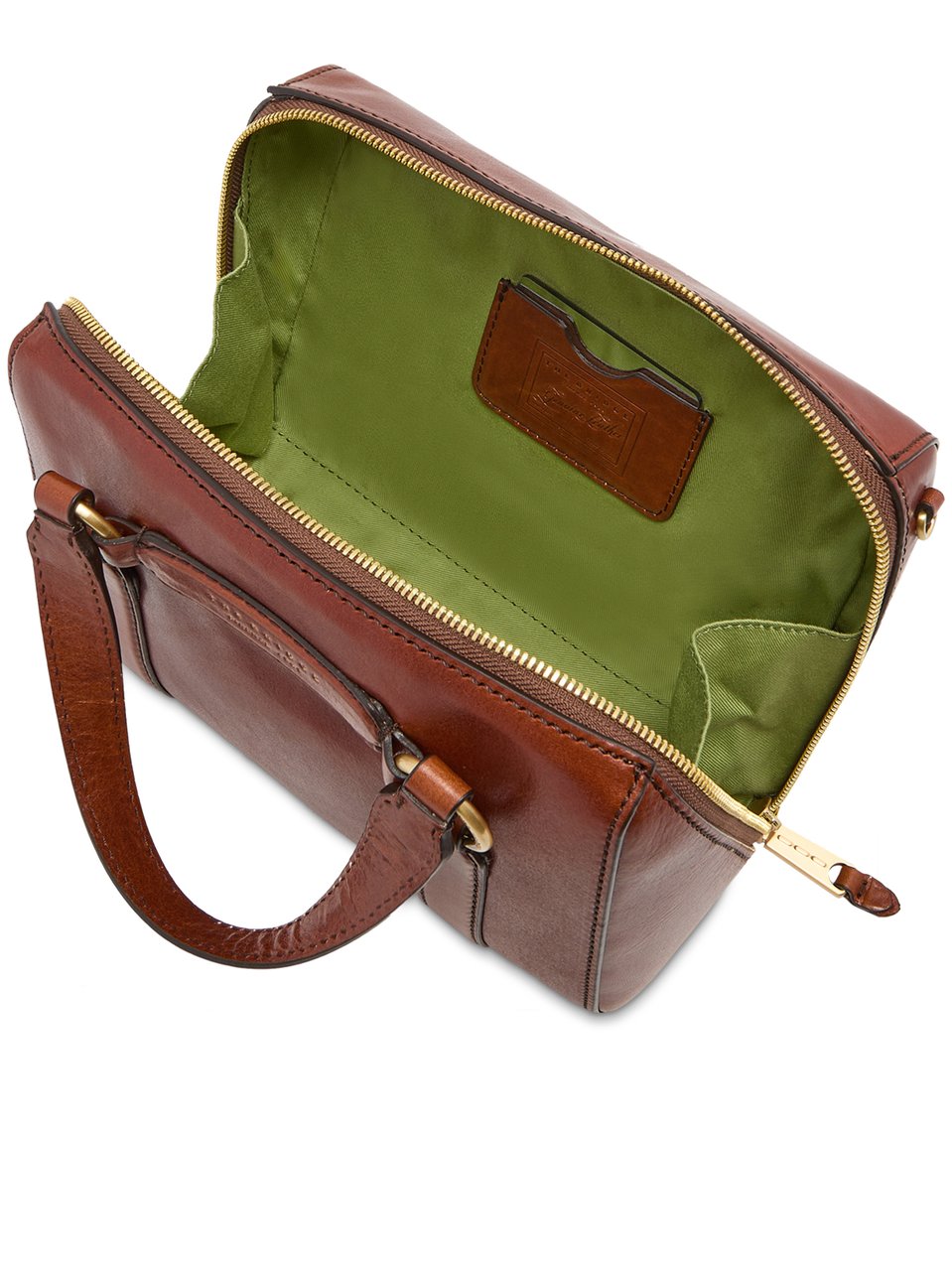 The Bridge Structured Brown Leather Handbag With Gold-Tone Hardware Zwart