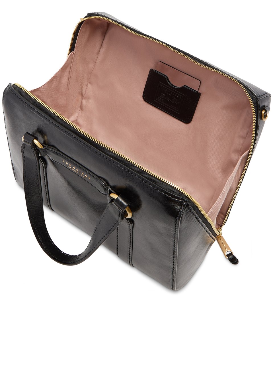 The Bridge Black Handbag W/Shoulder Glossy Leather Handbag Zwart
