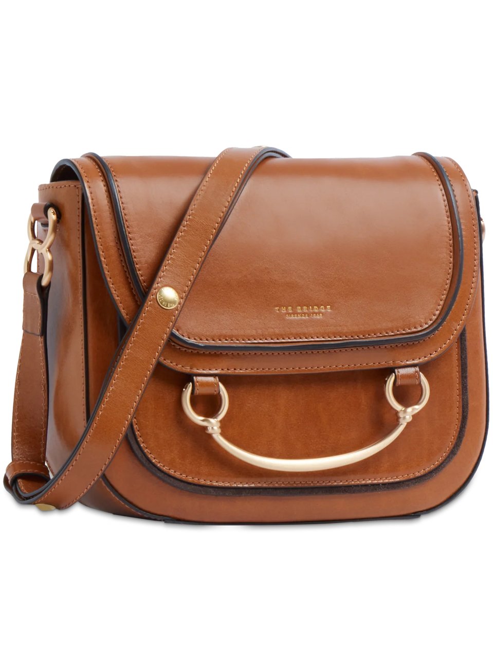 The Bridge Brown Crossbody Structured Leather Satchel Bruin