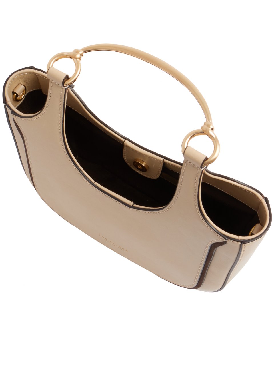 The Bridge Beige Baby Hobo Structured Leather Shoulder Bag Neutraal