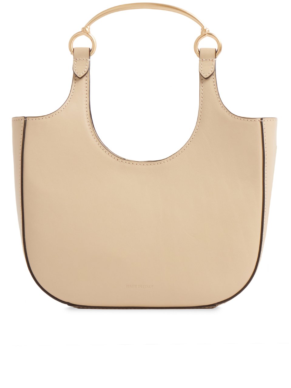 The Bridge Beige Baby Hobo Structured Leather Shoulder Bag Neutraal