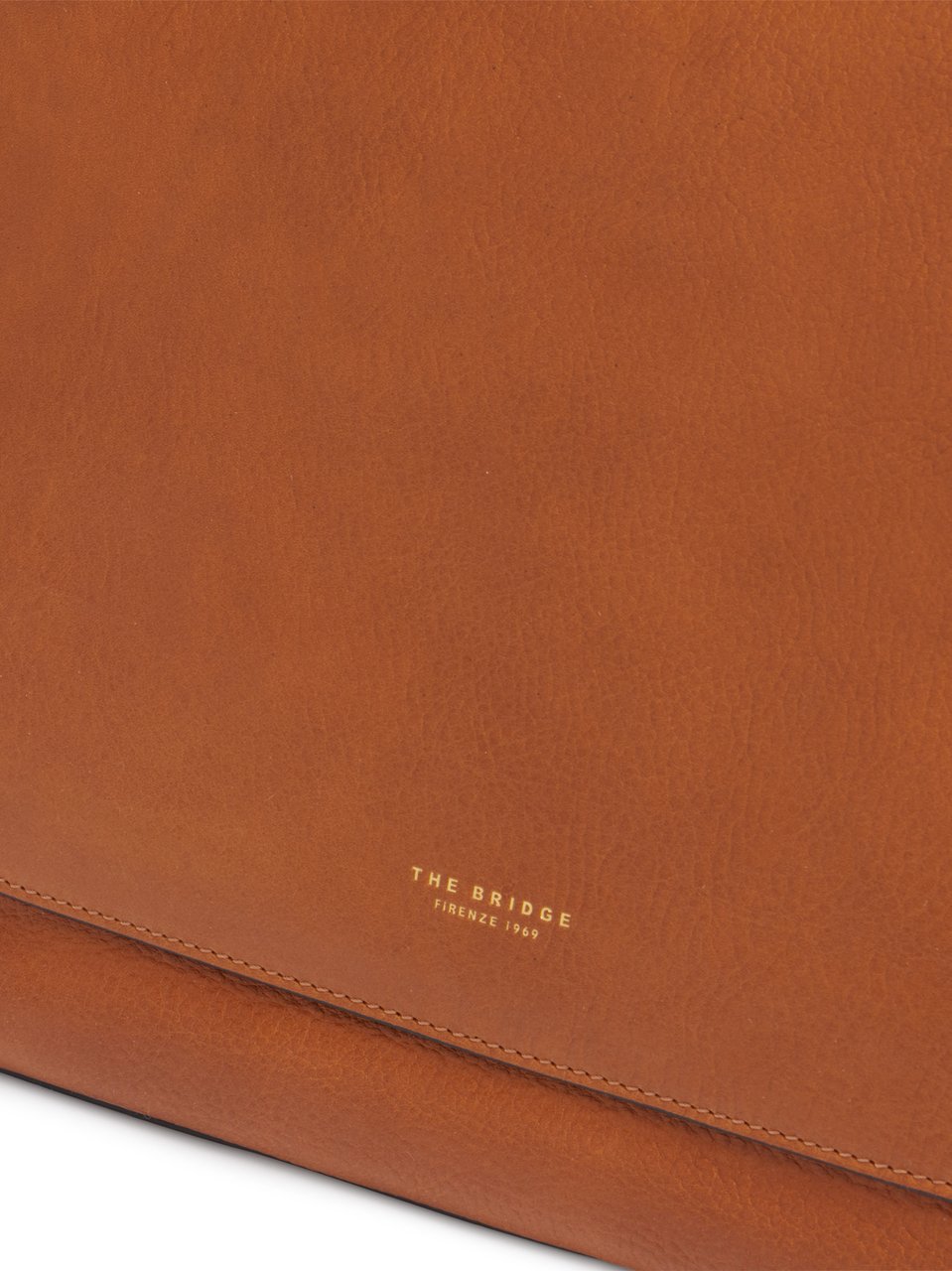 The Bridge Spacious Leather Tote Bag with Gold-tone Zipper Bruin