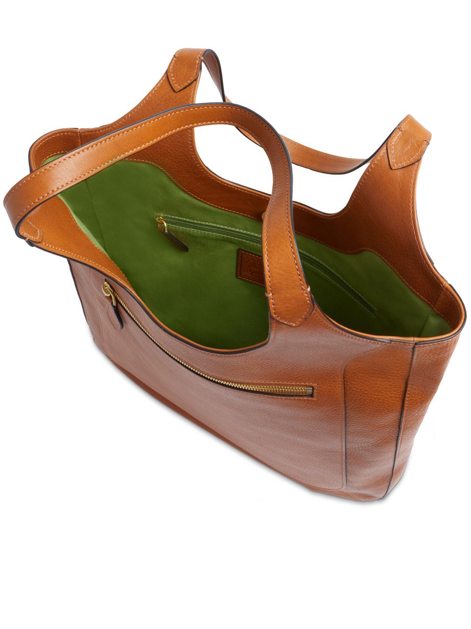 The Bridge Spacious Leather Tote Bag with Gold-tone Zipper Bruin
