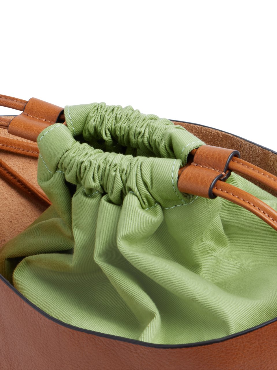 The Bridge Bucket Structured Leather Drawstring Satchel Bruin