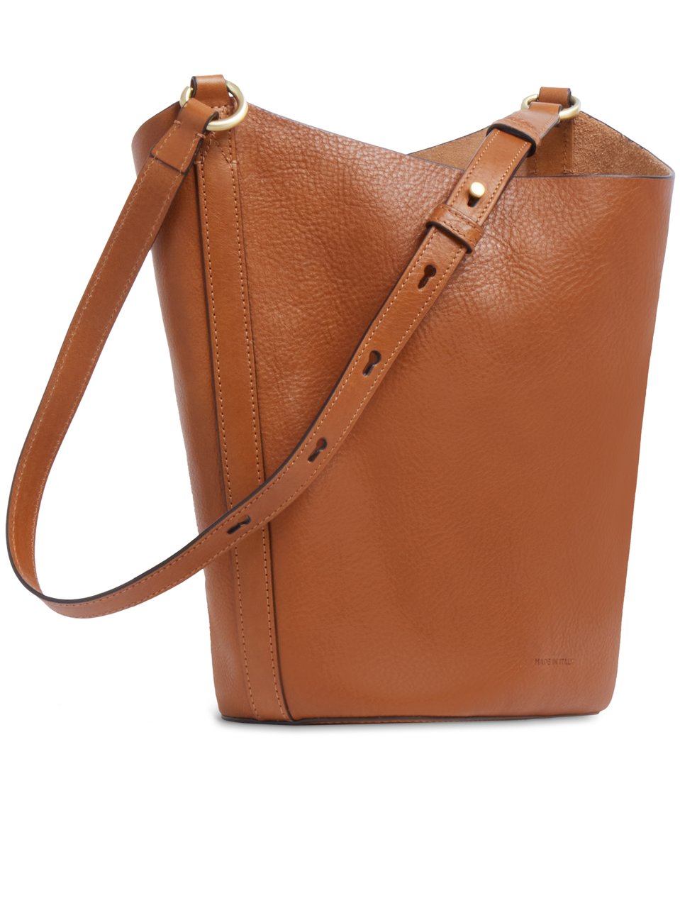 The Bridge Bucket Structured Leather Drawstring Satchel Bruin