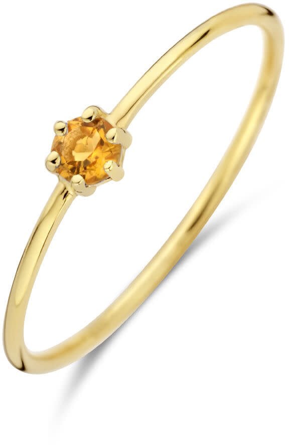 The House Of Blinckers THOB Ring 40.21456/17.5 14k Geelgoud met 0.125ct Citrien 4mm Maat 17.5 (November) Goud