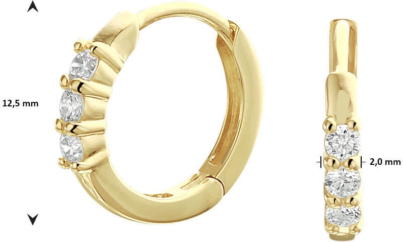 The House Of Blinckers THOB Ooringen 40.23411 14k Geelgoud met 2 x 0.09ct H SI Briljant geslepen Diamant 2mm 12.5mm Goud