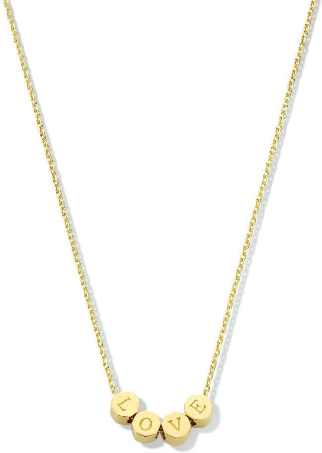 The House Of Blinckers THOB Collier 40.24414 14k Geelgoud met 4 Bolletjes en LOVE 40-44cm Goud