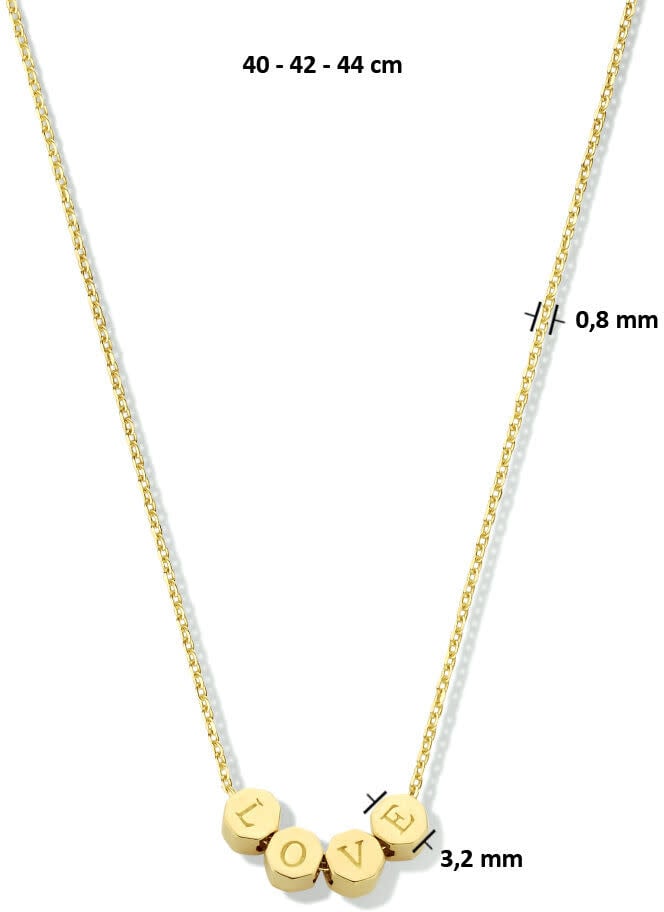 The House Of Blinckers THOB Collier 40.24414 14k Geelgoud met 4 Bolletjes en LOVE 40-44cm Goud