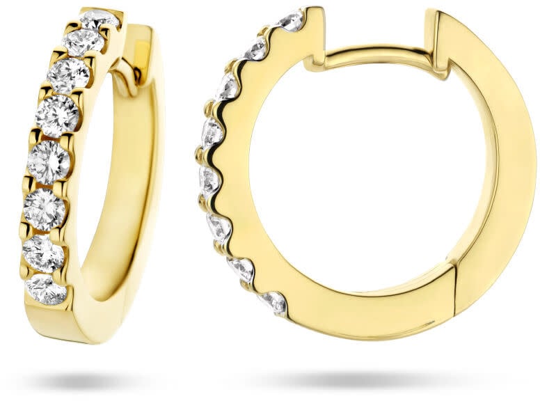 The House Of Blinckers THOB Oorbellen 40.27183 14k Geelgoud met 2x0.25ct H/SI Briljant geslepen Diamanten 2.5mm 15.5mm Goud