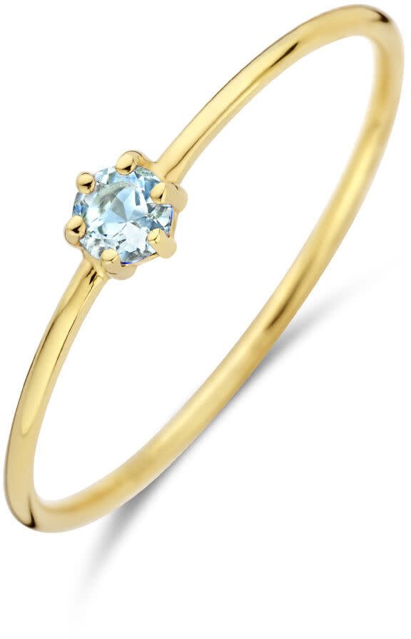 The House Of Blinckers THOB Ring 40.27638/16.5 14k Geelgoud met 0,08crt Aquamarijn 4mm Maat 16.5 (Maart) Goud