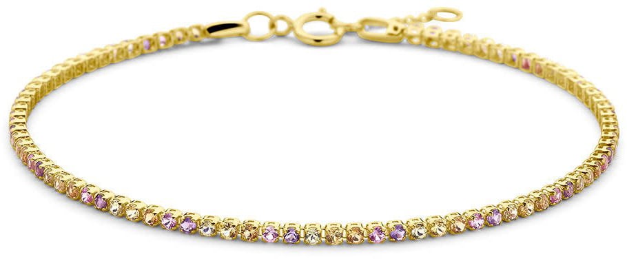 The House Of Blinckers BJ Armband 40.29069 14k Geelgoud Tennis Armband met Natuurlijke Kleurstenen 1,5mm 16.5-18cm Goud