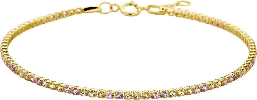 The House Of Blinckers BJ Armband 40.29069 14k Geelgoud Tennis Armband met Natuurlijke Kleurstenen 1,5mm 16.5-18cm Goud