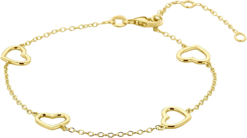 The House Of Blinckers THOB Armband 40.30420 4 Hartjes 14k Geelgoud 7.5 x 7.5mm 16-19cm Goud