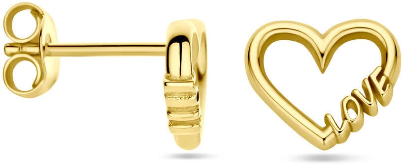 The House Of Blinckers THOB Oorbellen 40.30832 14k Geelgoud Hart met Love 8mm x 9.5mm Goud
