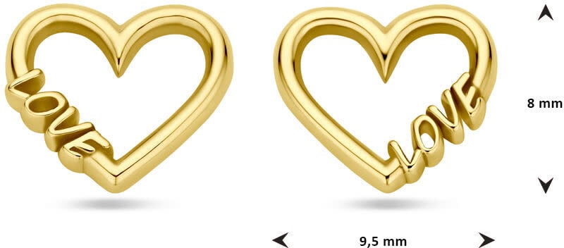 The House Of Blinckers THOB Oorbellen 40.30832 14k Geelgoud Hart met Love 8mm x 9.5mm Goud