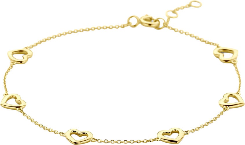 The House Of Blinckers THOB Armband 40.31022  6 Hartjes 14k Geelgoud 6,5mm 16,5-18,5cm Goud