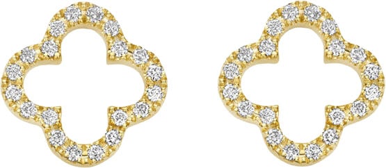 The House Of Blinckers THOB Oorbellen 40.31819 14k Geelgoud met 0,12crt H SI Briljant geslepen Diamant Klaver 9x9mm Goud