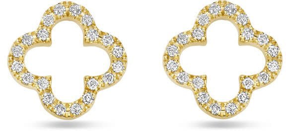 The House Of Blinckers THOB Oorbellen 40.31819 14k Geelgoud met 0,12crt H SI Briljant geslepen Diamant Klaver 9x9mm Goud