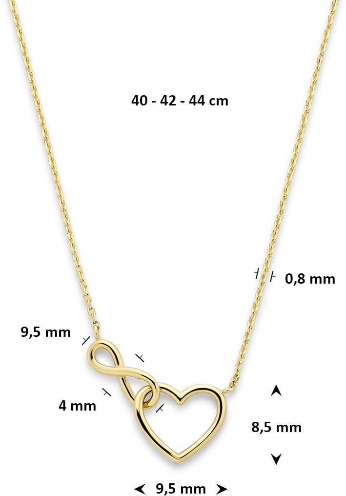The House Of Blinckers THOB Collier 40.35628 14k Geelgoud Hart met Infintie Teken 40-42-44cm Goud