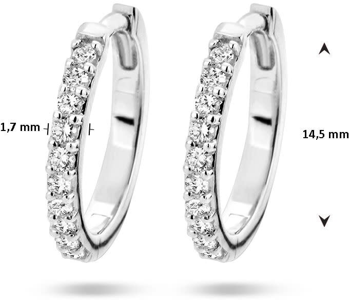 The House Of Blinckers THOB Oorringen 41.01856 14k Witgoud Diamant Briljant 0.23crt H P1 14.5mm x 1.7mm Zilver