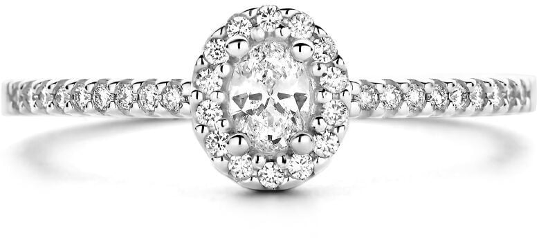 The House Of Blinckers THOB Ring 41.05771/17 14k Witgoud 1x0,15crt Ovaal geslepen Diamant Totaal 0.28crt H SI Briljant geslepen Diamant Maat 17 Zilver