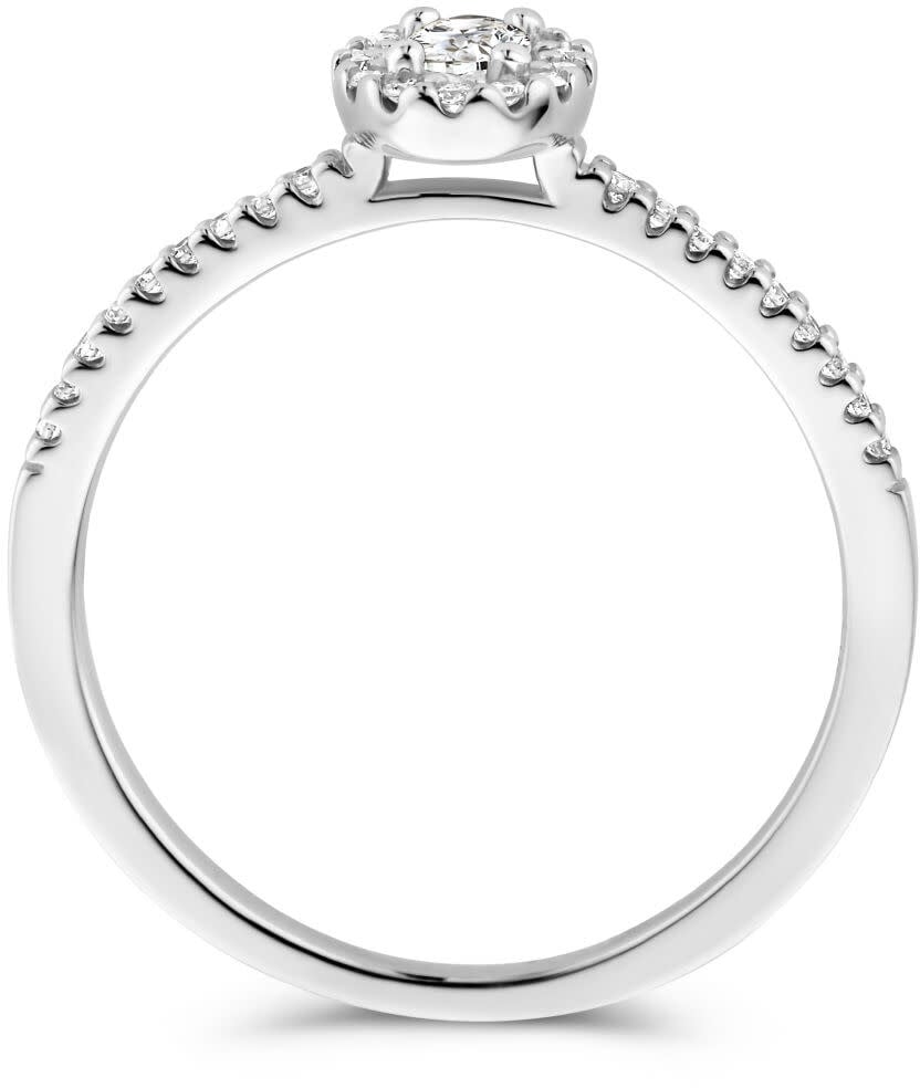 The House Of Blinckers THOB Ring 41.05771/17 14k Witgoud 1x0,15crt Ovaal geslepen Diamant Totaal 0.28crt H SI Briljant geslepen Diamant Maat 17 Zilver
