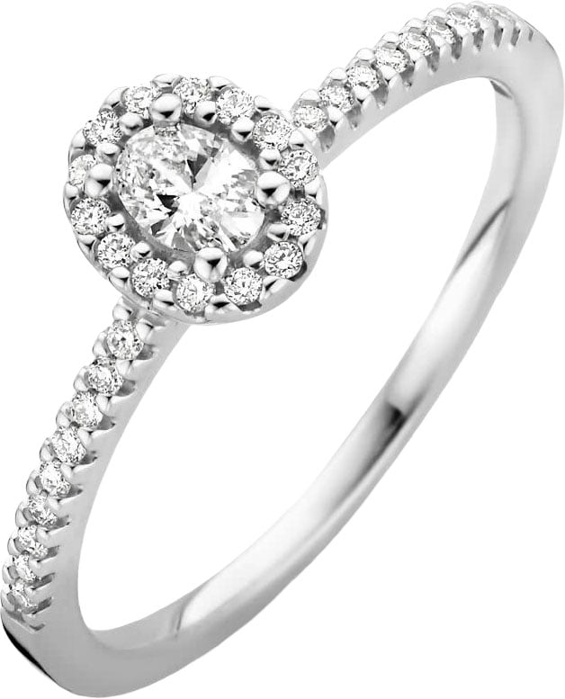 The House Of Blinckers THOB Ring 41.05771/17 14k Witgoud 1x0,15crt Ovaal geslepen Diamant Totaal 0.28crt H SI Briljant geslepen Diamant Maat 17 Zilver