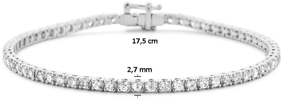 The House Of Blinckers THOB Armband 41.05964 14k Witgoud Tennis met 3.00crt G SI Labgrown Diamant 2.7mm 17.5cm Zilver
